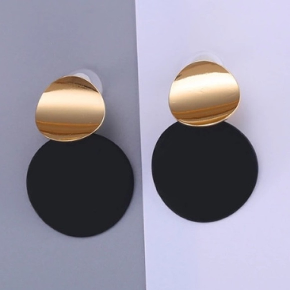 NEW!💙💎BIG🖤BOLD💛MODERN🖤CIRCLES💎💙GOLDEN BLACK - Picture 5 of 7
